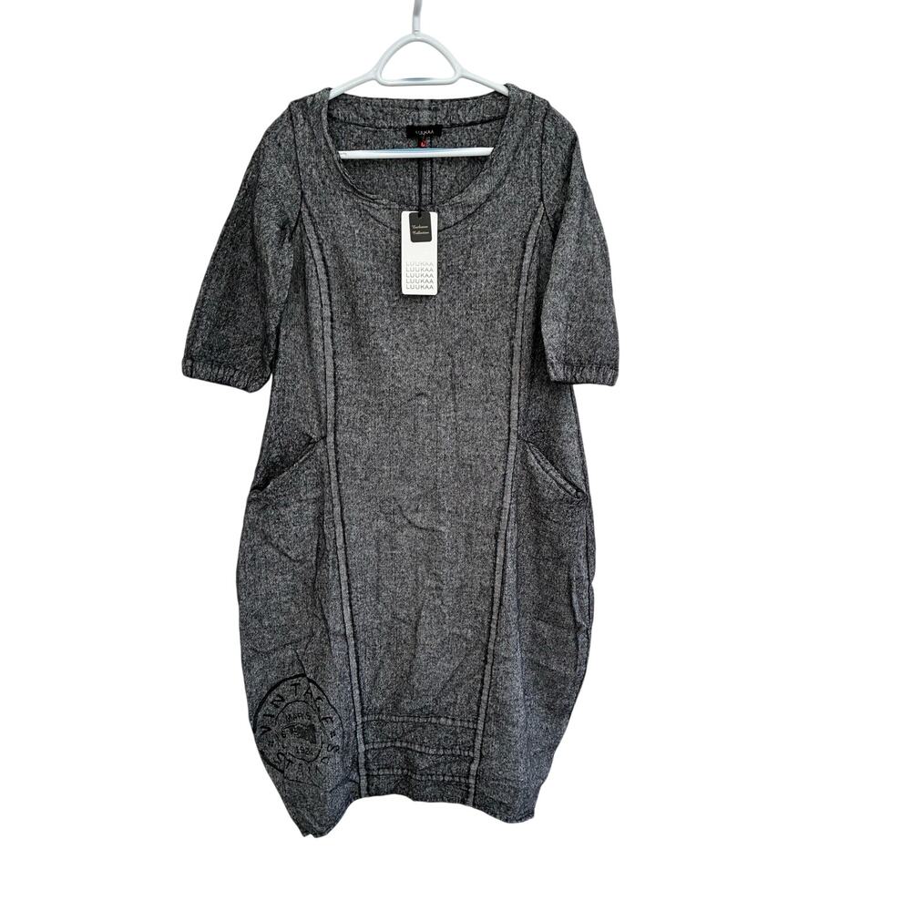 NWT Luukaa Dorris Linen Wool Dress Sz 3 US 12 Lagenlook Hoho Minimalist Capsule